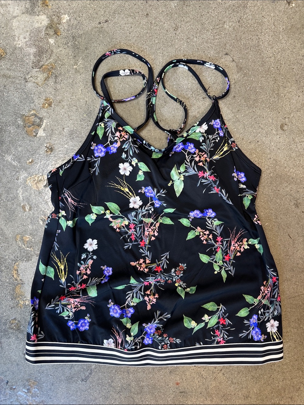 Athleta Gold Coast Black Floral Tankini